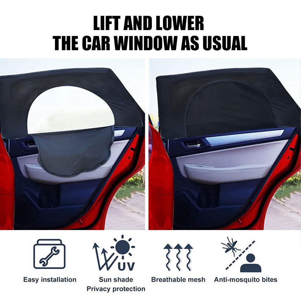 2pcs Car Sun Shade Double-Layer UV Protection Front Rear Window Shade Cover Zippered Lining Side Wndow Sunshade