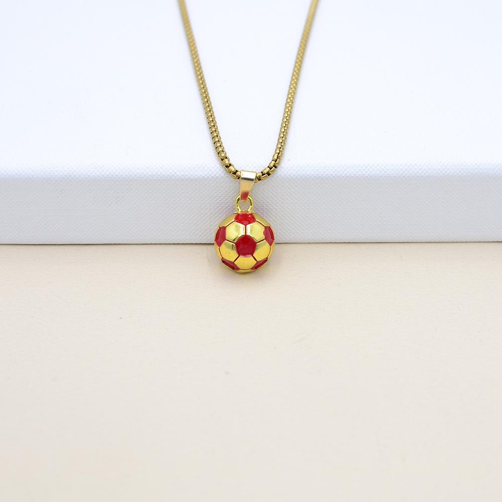 3D-Gold-Fußball-Weltmeisterschafts-Halskette: Hip-Hop-Anhänger aus einer Legierung mit Drip-Oil-Design – Das perfekte Geschenk für Jungen.