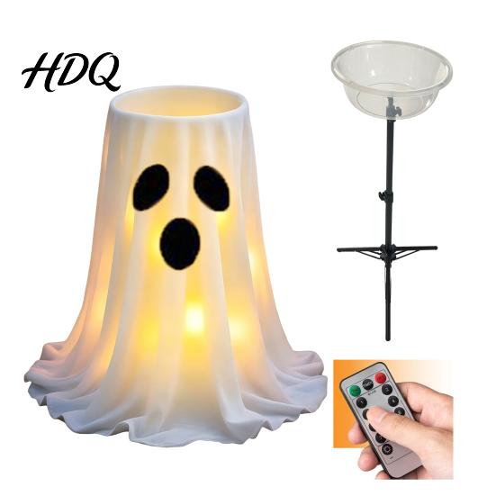Cute Ghost Decoration Halloween with 8-Mode Remote Control LED Light Candy Bowl