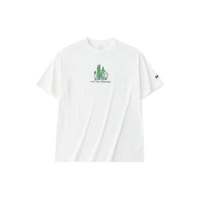 Anta Lifestyle Series T-Shirt mit Buchstaben-Aufdruck, Rundhalsausschnitt, lockeres Kurzarm-T-Shirt, Unisex-Oberteil, Elfenbeinfarben, 172428111-2