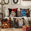 Fantasy And Quirky Animal Christmas Pillow Case Silky Short Plush With Invisible Zipper Dustproof Sofa Cushion Cover