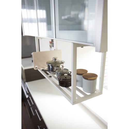 Yamazaki Under-Cabinet Storage Shelf with Plate, White, 3531