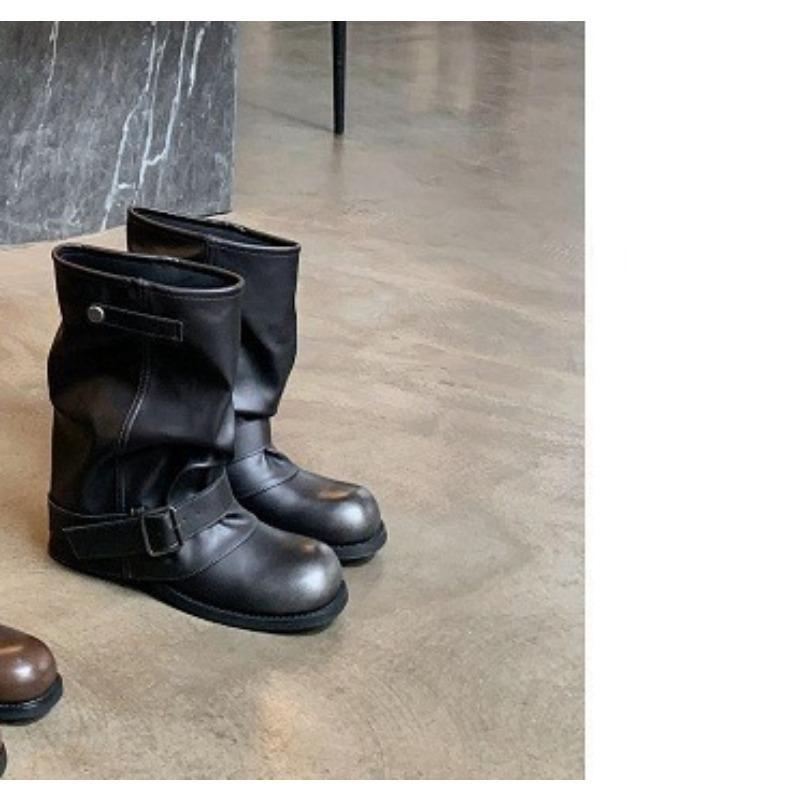 Antypoślizgowe kozaki z nogawkami spodni, damskie plisowane kozaki z klamrą, botki, buty damskie