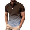 Gradient Color Summer Short Sleeved Lapel Button Men's Casual Top