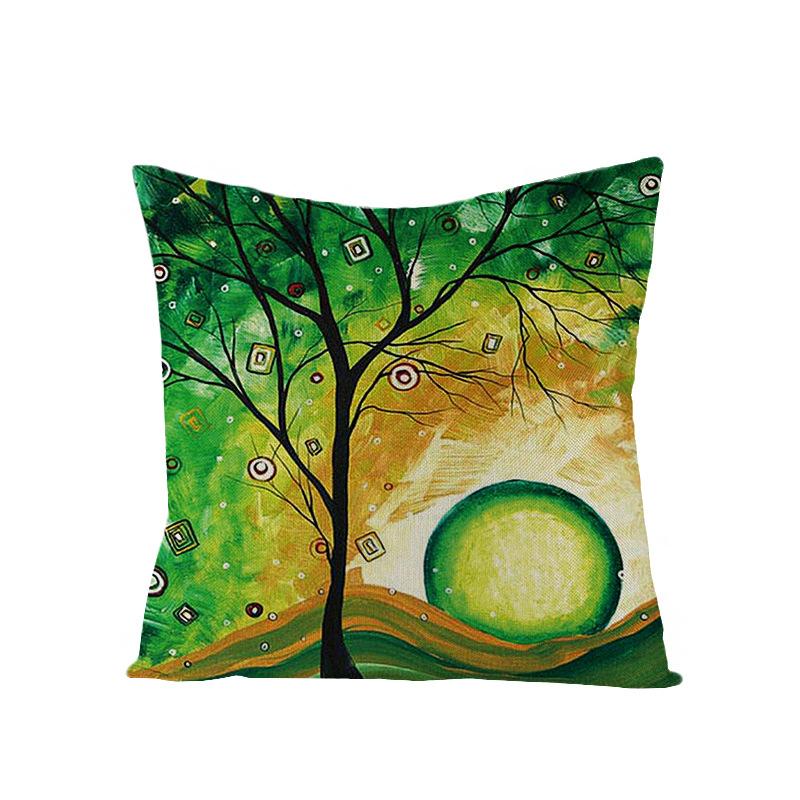 Home Oil Painting Tree Pillow Cover Polyester Sofa Car Pillow Cushion Cover Combination Pack