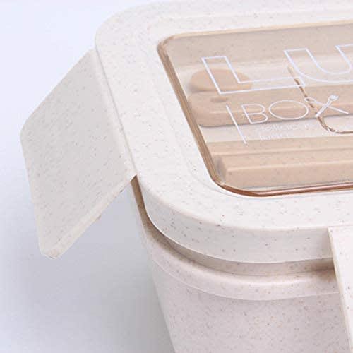 Leak-proof 850ml Large Capacity Bento Box, Made with Straw Fiber, Eco-Friendly Material, Includes Cutlery, Microwave Safe, Suitable for High School St