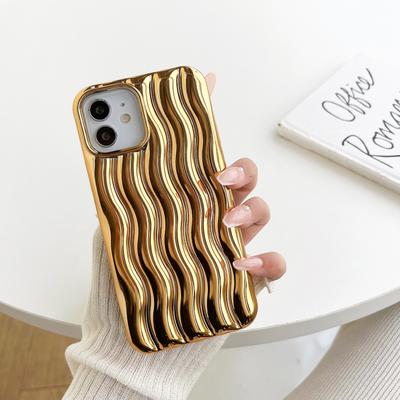 Luxury Plating 3d Water Ripples Skin Phone Case For Iphone 14 11 12 13 Pro Max 14 Plus Soft Electroplating Bright Cover