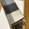 100% Australian wool pure plaid scarf women's winter color matching versatile thermal plaid scarf