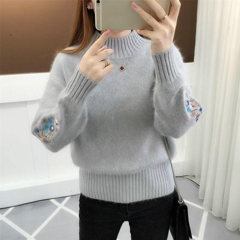 Weiblicher Herbst- und Winterpullover mit wildem, langärmeligem, warmem, verdicktem Rollkragenpullover