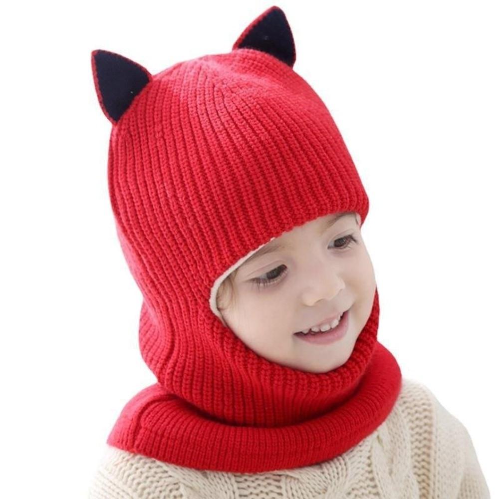 Solid Color Winter Balaclava Hats Thickened Warm Fleece Hats Knitted Baby Hats  Cold Weather