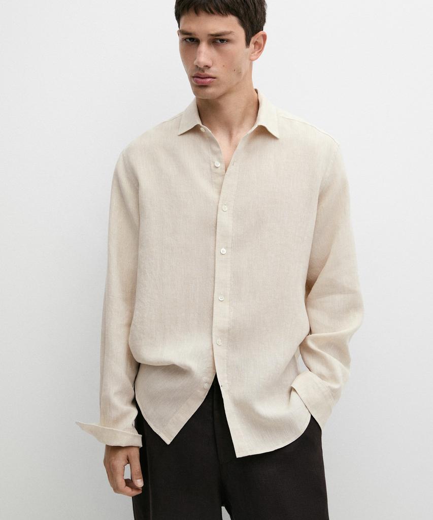 Masimodutti Regular Fit Washed 100% Linen Shirt