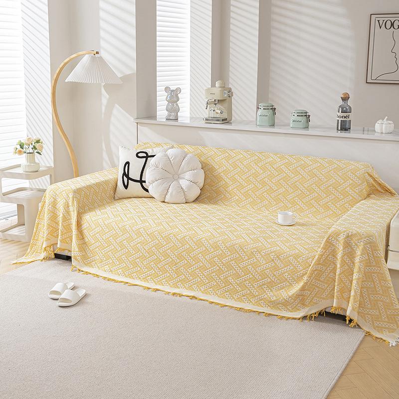 Nordic solid color four-season cotton thread blanket, simple seat cushion ins wind sofa towel, fashionable lunch break blanket