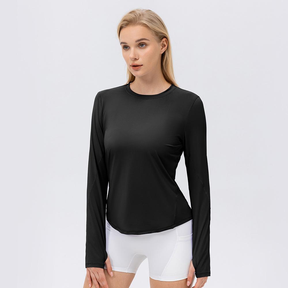 Новая женская футболка, быстросохнущая куртка с длинными рукавами, спортивная одежда для йоги, фитнеса, бега, облегающий топ с капюшоном на молнии S чёрный