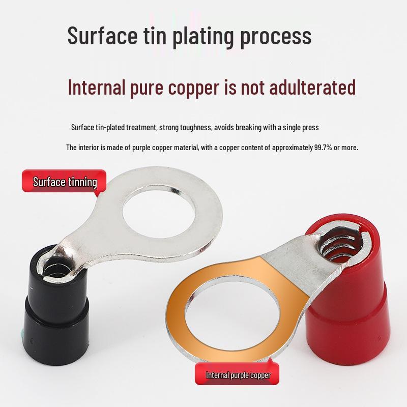 Kaishtong Right Angle Copper Wire Lug - Nylon Round RNYBS1.25-6, 80° Bend Terminal