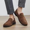 Autumn Suede Loafers Man Large Size 45 Comfort Flats Men Slip-on Casual Shoes Retro Brown Moccasins For Men Driving Footwear