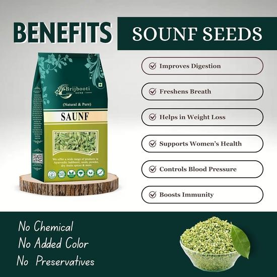 BrijBooti Fennel Seeds - Saunf Moti 400 Gr | Natural Saunf No Artificial Colours and Preservatives