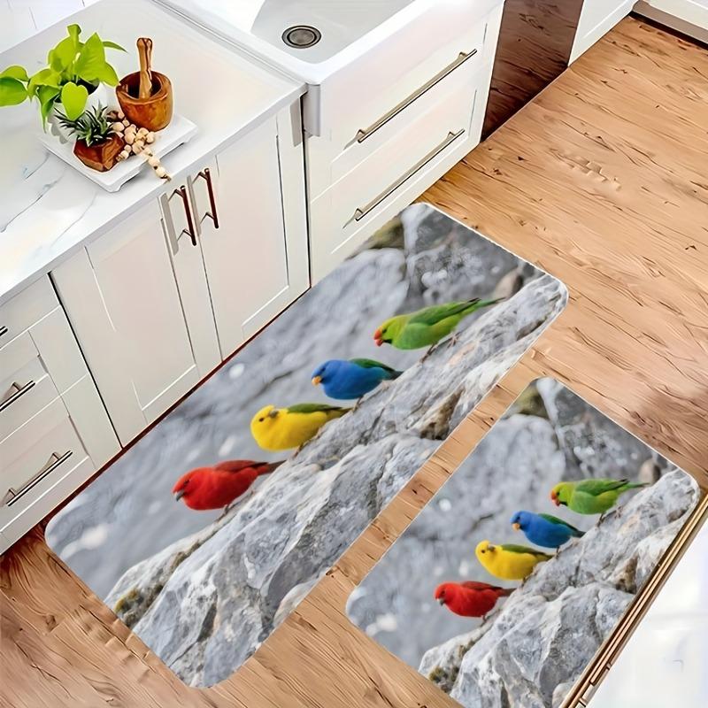 1PC Birds Pattern Kitchen Rug Non-Slip Door Mats Pop design Bathroom Rug Bath Mat Carpet for Home Sink Laundry Decor