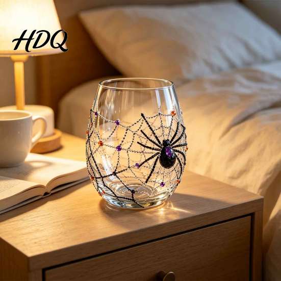 Gotische Bar-Accessoires Halloween Glasbecher Geprägte Kürbis Geist Katze Fledermaus Trinkglas Vintage-Thema Gruselige Stiellose Getränkebecher