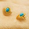 Turquoise Titanium Steel Vintage Chinese-Style Earrings - Light Luxury, High-End Feel
