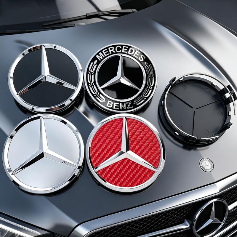 VFO1 4Pcs Car Wheel Center Hub Caps Emblem Covers Decor Accessories For Mercedes Benz AMG GLE GLC W204 W205 W203 W211 W212 W213 W169.