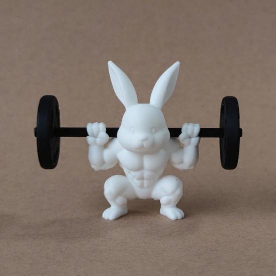 Easter Muscle Bunny Figurine Cute Mini 3D Printed Bunny Statue Collectible Rabbit Ornament for Spring Home Table Shelf Decor