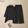 ZANZEA Lässiges zweiteiliges Anzug-Set für Damen mit langärmeliger Bluse und Hose