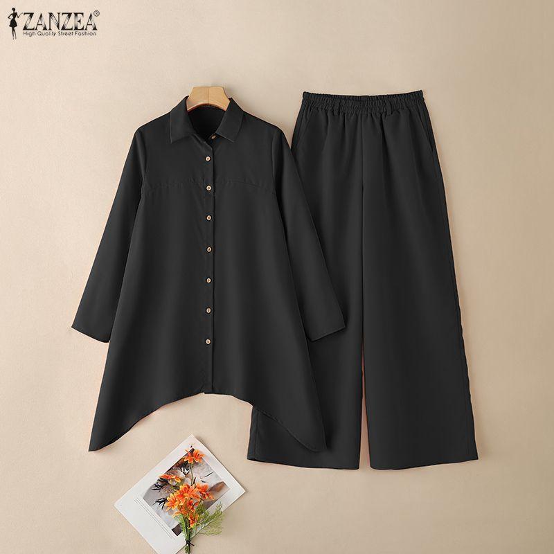 ZANZEA Lässiges zweiteiliges Anzug-Set für Damen mit langärmeliger Bluse und Hose