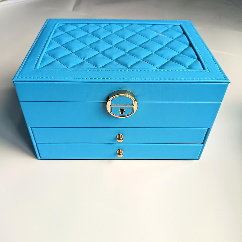 Three-Layer High-End Jewelry Storage Box with Drawers and Partitions