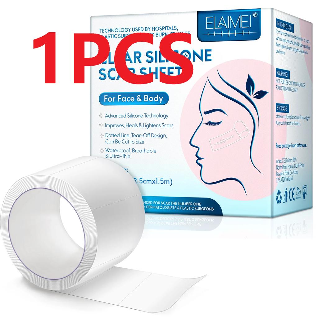 1/2 Roll Invisible Silicone Scar Sheets , 2.5cm X 150cm, Self-Adhesive Scar Cover Tape Reusable and Effective Skin Care Strips