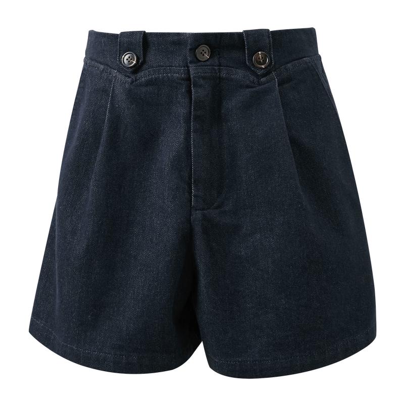 Sancai 2026 Summer High-Waist Wide-Leg Denim Shorts S
