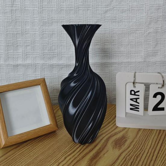 

Художня Абстрактна Ваза для Квітів 3D-Друк Пластик Ваза, що Закручується Тримач для Квітів Контейнер Домашній Офіс Настільна Центральна Композиція Декоративна Ваза для Квіткових Рослин чорний