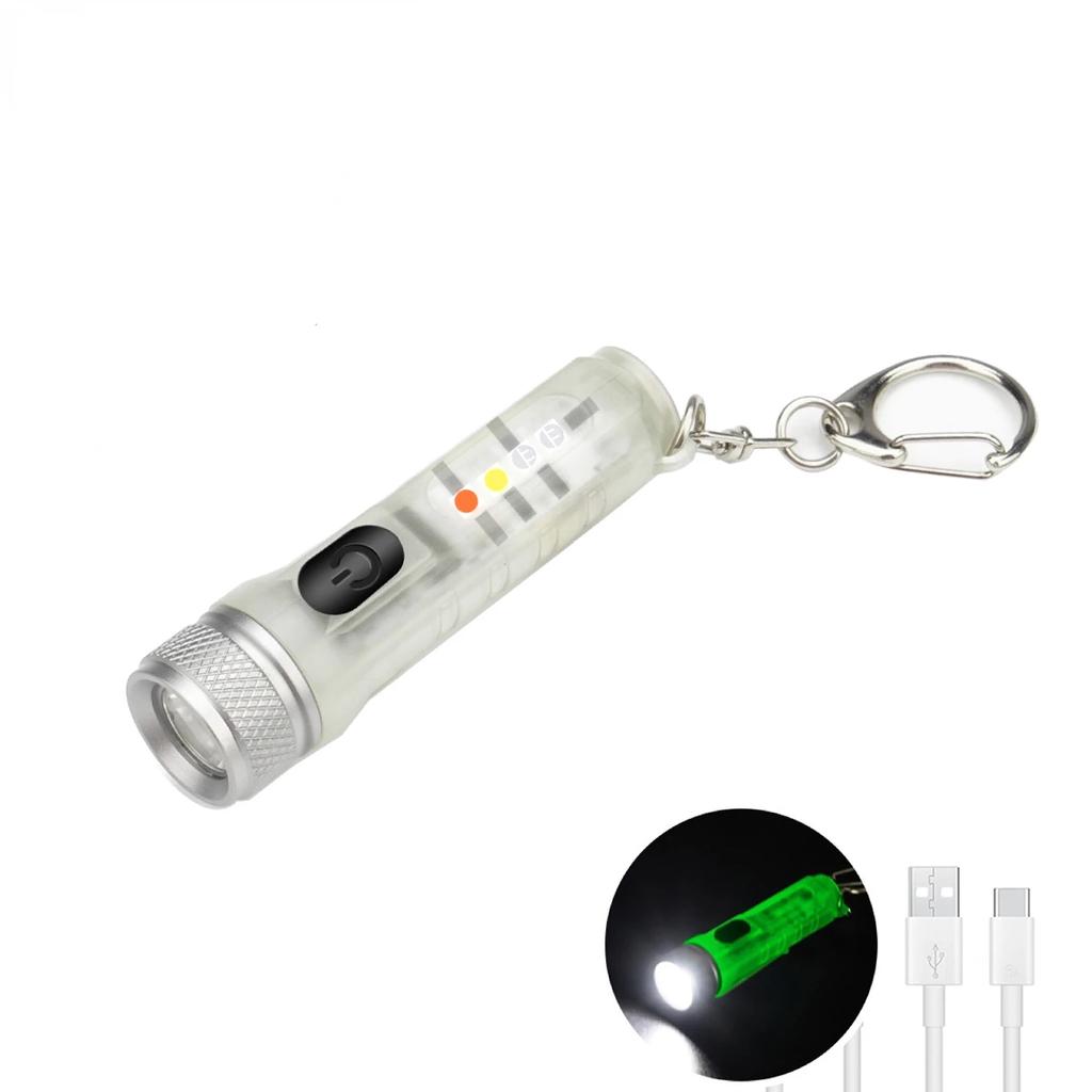 Mini Keychain Flashlight Type-C Fast Charging IP66 Waterproof Torch Lamp With Magnet Multifunction Warning Camping Flashlight