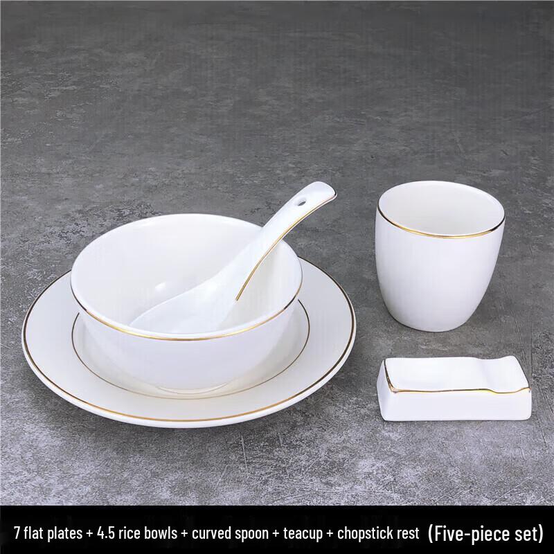 Elegant Gold-Rimmed Ceramic Tableware Set