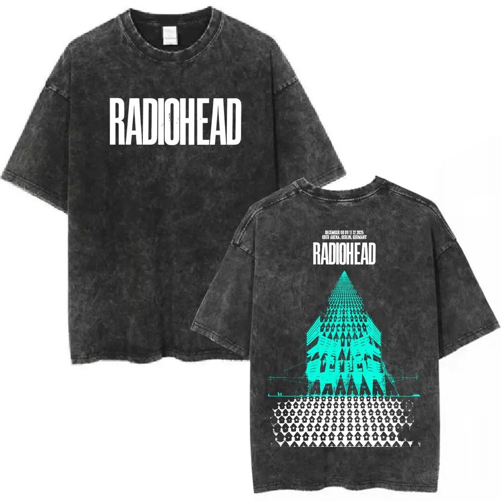 New Arrival Mens Clothes Tee Shirt T-Shirts Tshirt for Women Ropa Hombre Rock Band Radiohead The Bend Funny Cat Vintage Washed
