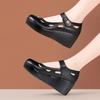 6cm Mały Rozmiar 33-43 Wygodne Miękkie Skórzane Płytkie Buty na Platformie Jesień 2025 Średnie Obcasy Koturny Buty Damskie do Biura Mamy