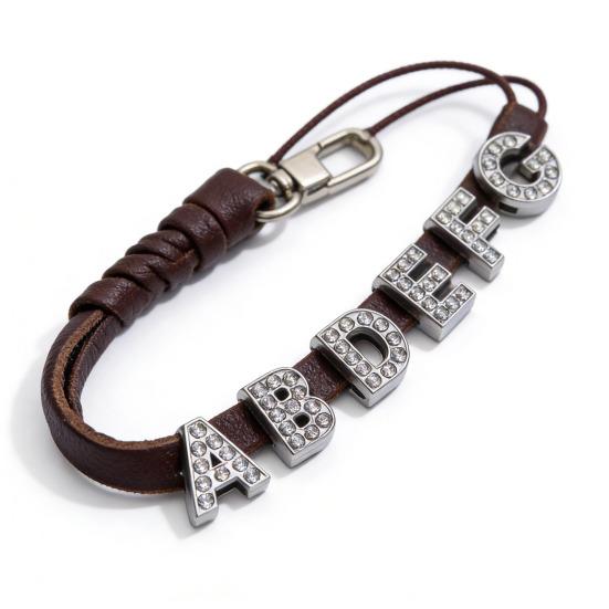 Rhinestone Letter Beads Alloy A To Z Charms Slide Letter Charms Small Spacer Beads for DIY Jewelry Making Keychain Cell Phone Chain Bracelet Craft