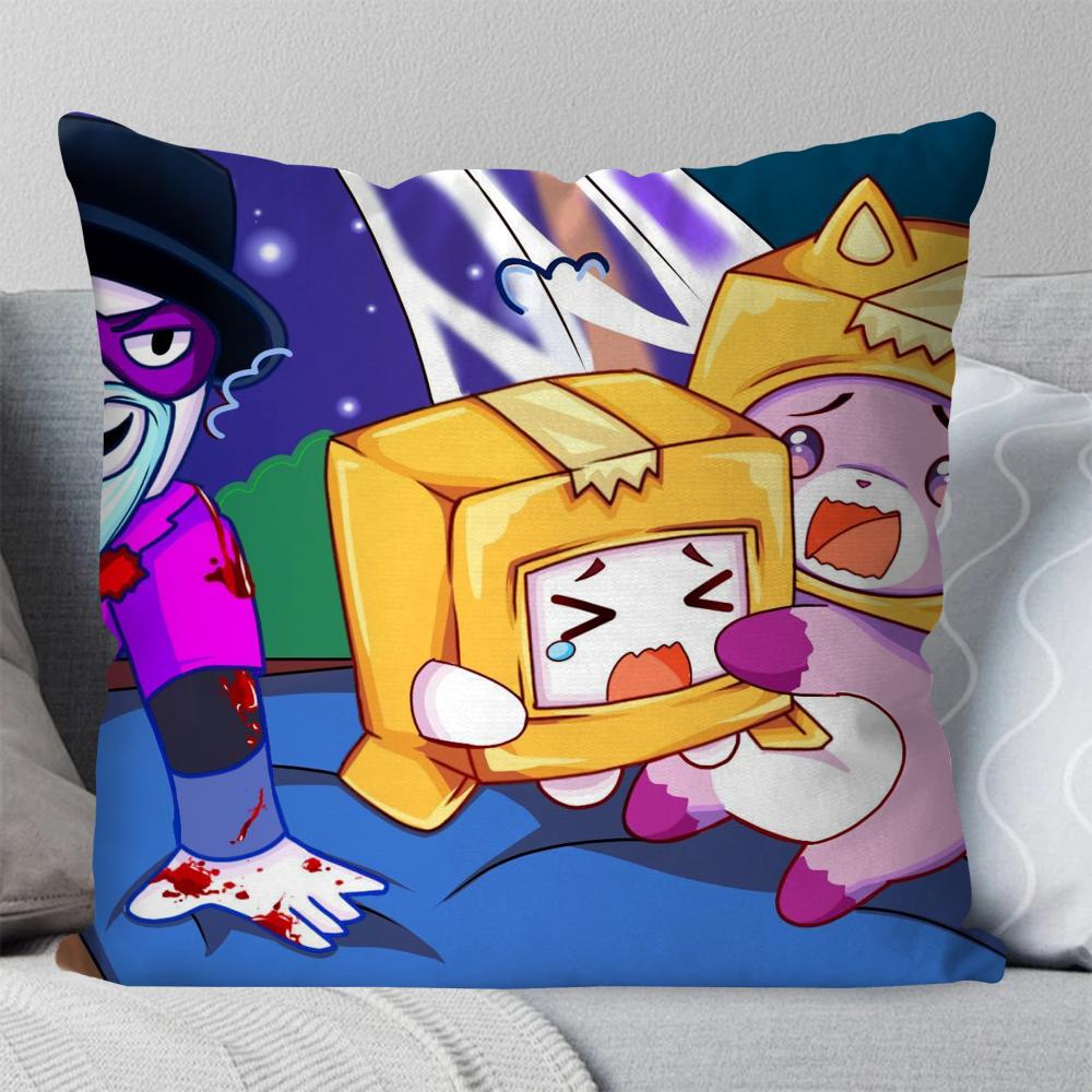 Cartoon-L-Lankybox Pillow Case Square Pillow Bedroom Sofa Leisure Comfort Cushion Car Living Room Home Decoration 40X40