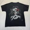 Gothic Schädel Frau Schwarzes T-Shirt Tattoo Rose Grafikshirt ERWACHSENE L Etikett fehlt Unisex T-Shirt