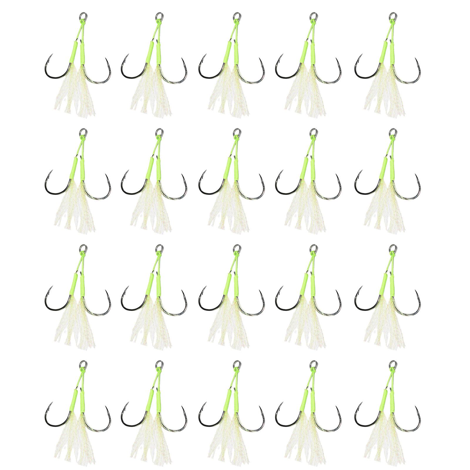 

20Pcs Double Fishing Assist Hook Kits Slow Quickly Fall Jigs Fishing Hook Flash Dancing Jigging Assist Hooks Enduring A разноцветный