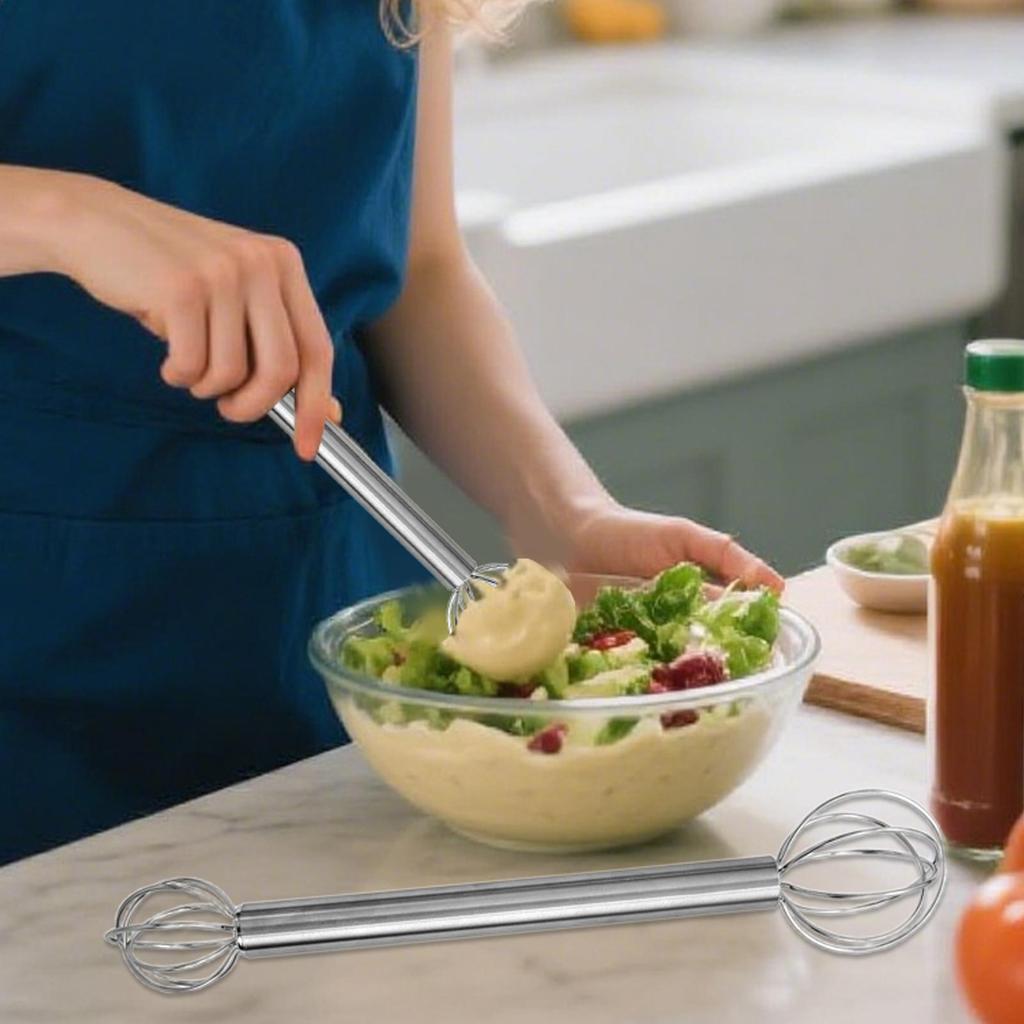 Hand Whisk Steel Handheld Miso Muddler for Soup Sauce Ergonomic Blender Japanese Mixing Tool for Stirring Kitchen Cooking Home