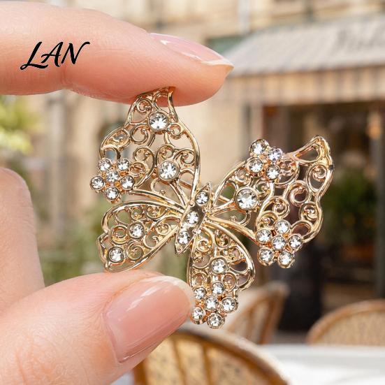 Elegant Butterfly Jewelry Rhinestone Brooch for Women, Shape Lapel Pin Non-fading Clip, Sweater Cardigan Coat Suit Scarf Accessories Long-lasting