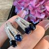 Elegante blaue Zirkon-Diamant-Steckohrringe für Damen - Vielseitiges, kühles und trendiges Nischen-Design