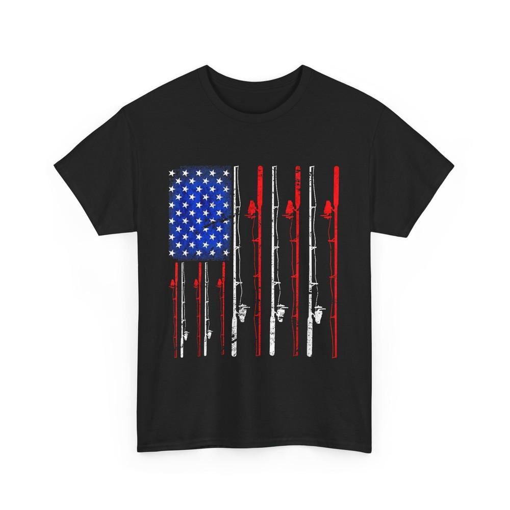 Fishing Shirt, American Flag Fishing Rods Fishing Lovers Fisherman Vintage Shirt