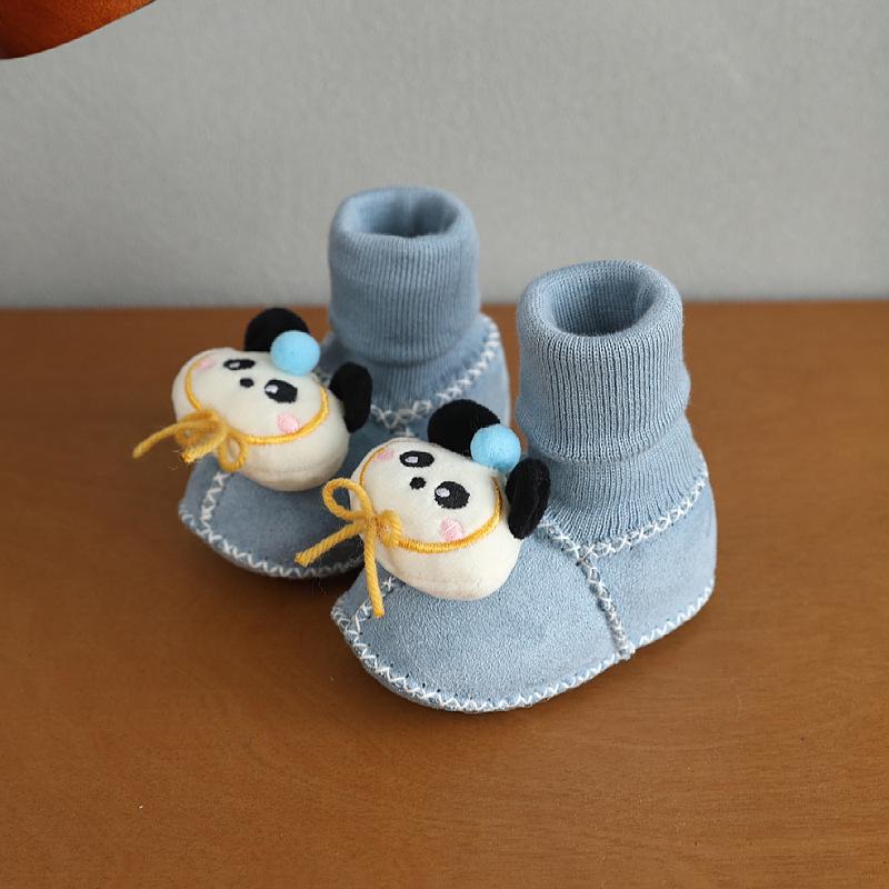 Buty Jesień/Zima dla Niemowląt i Małych Dzieci: Ciepłe, Bawełniane, Antypoślizgowe, Wzór Kreskówkowy, Wiatroszczelne, dla Dzieci w Wieku 0-1 Lat