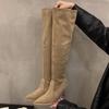 High-heeled khaki knee-piled boots women's shoes 2025 new autumn and winter pointed thin long tube knight boots