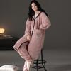 nightgown women's buckle autumn and winter thickened fleece flannel long pajamas coral fleece thermal bathrobe morning gown with pants