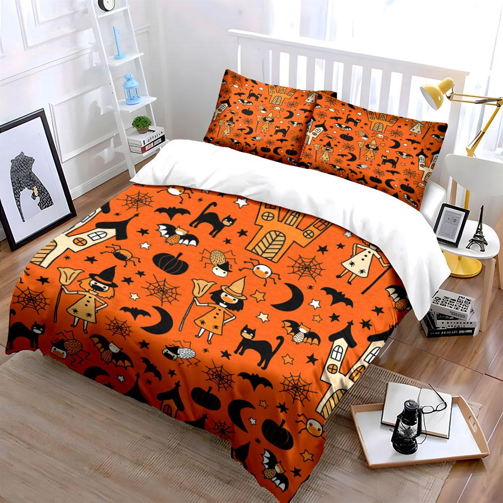 Witches, Bats, Spiders, Pumpkins. Bedding Sets Duvet Cover Sets Duvet Covers Pillowcases(1*Duvet Cover 2*Pillowcases Without Duvet Insert)