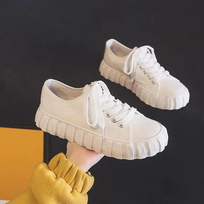 Flat Canvas Shoes for Women Lace Up Whit Summer Woman Footwear Deals Original High Quality Korean on Sale Aesthetic New in Cheap