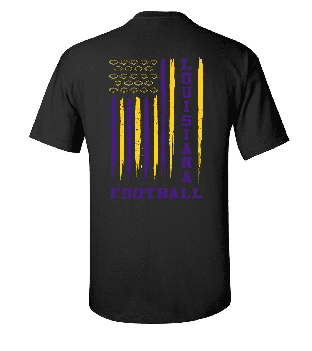 Louisiana Football USA Flag Unisex Short Sleeve T-Shirt-Black-2XL S