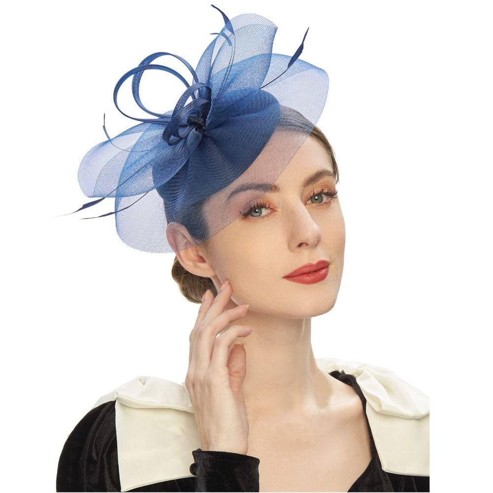 Feathers Veil Hat Headwear Elegant Bride Headband Fashion Mesh Fascinator Hat  Wedding